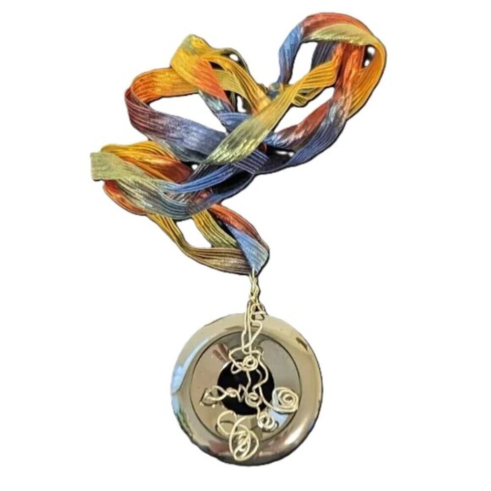 Hematite Necklace Pendant Blood Stone Handmade‎ Wire Gage Cord Rainbow Stone